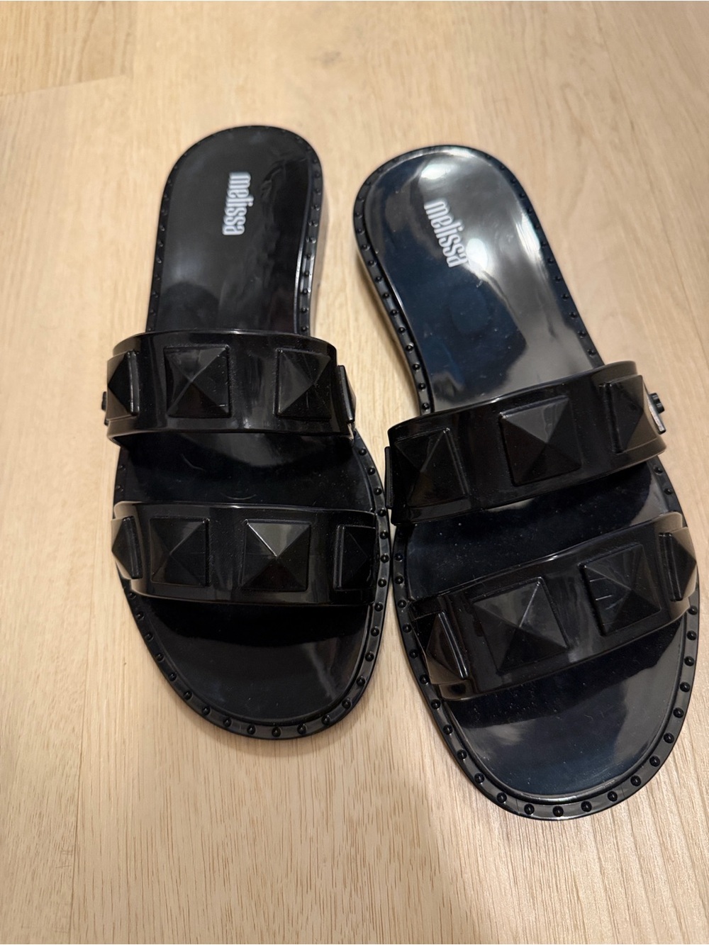 NWOT Melissa 2 strap black sandals size 7